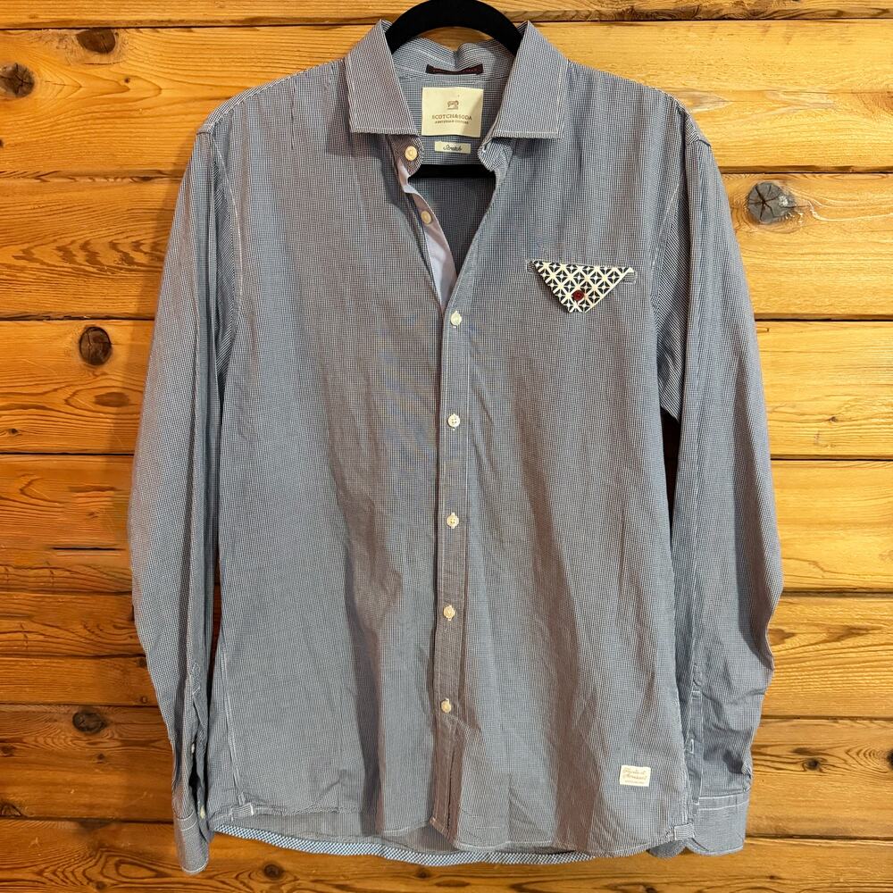 Scotch & Soda True Gentleman Button Down Shirt Flip Cuff Large Gingham